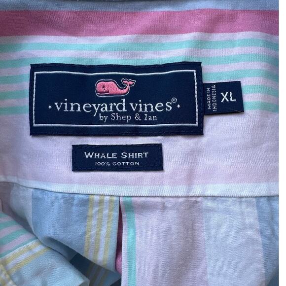 Vineyard Vines Striped Whale Button Down Short Sleeve Shirt, 100% Cotton,Size XL - Picture 7 of 7